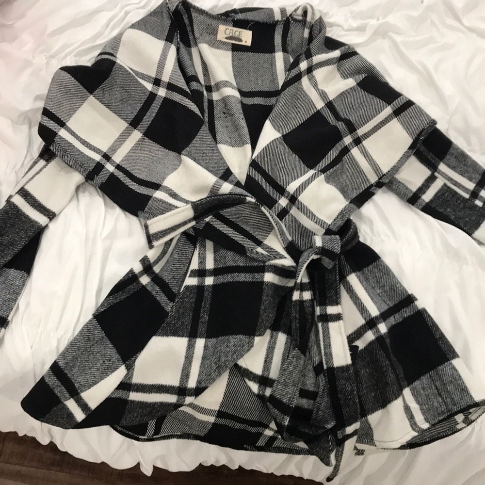 Black and white plaid coat